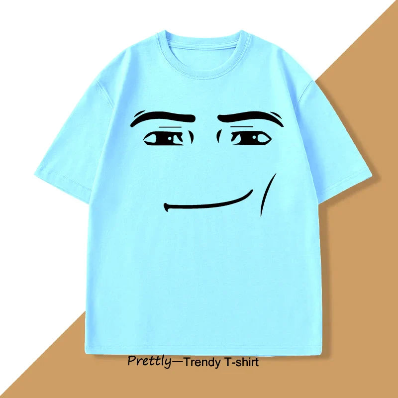Roblox Face Meme T-shirt Men Women Causal Cotton Short Sleeve Tshirt Loose Short Sleeve Tops Harajuku Y2k Oversized Tops Tee