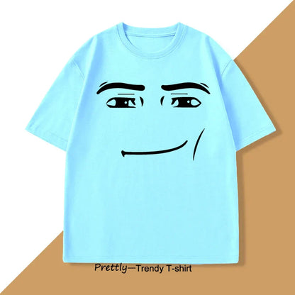 Roblox Face Meme T-shirt Men Women Causal Cotton Short Sleeve Tshirt Loose Short Sleeve Tops Harajuku Y2k Oversized Tops Tee