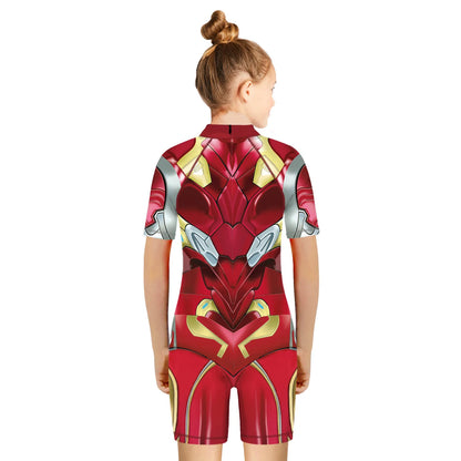 Children One Pieces Swimsuit Superhero 3D Print Playsuit Child Short Sleeve Swimwear Beach Bathing Suit Swim Wear For Boys Girls