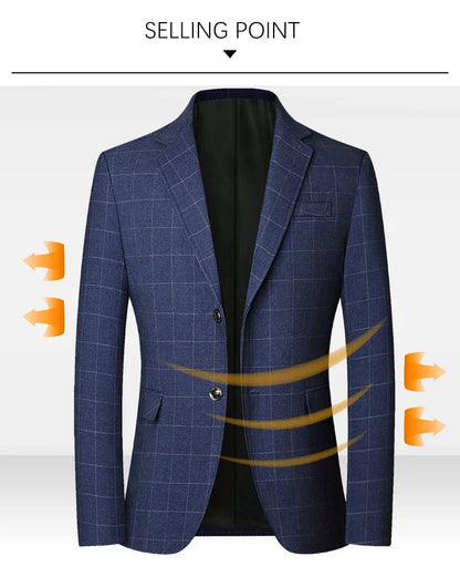 Brand Midlife Mans Blazers 2026 New Spring Autumn Plaid Design Casual Suit Men Classics Comfortable Suit Jacket Men