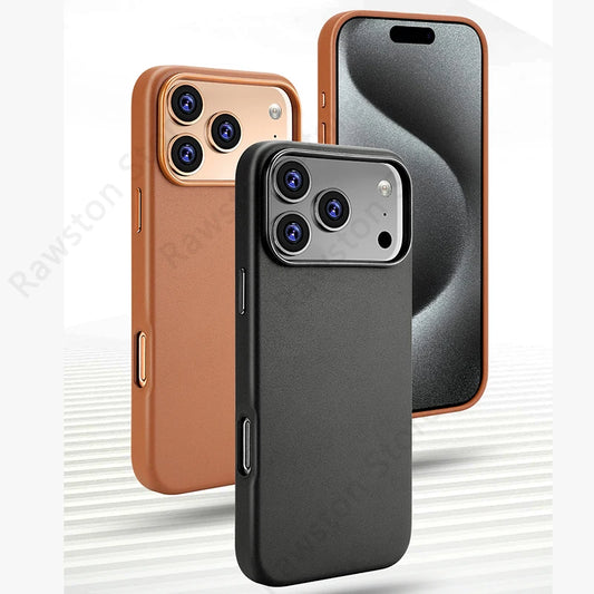 جراب جلد مغناطيسي رسمي لهاتف Apple iPhone 17 Pro Max 16 13 12 14 15 Plus الأصلي MacSafe لملحقات غطاء MagSafe