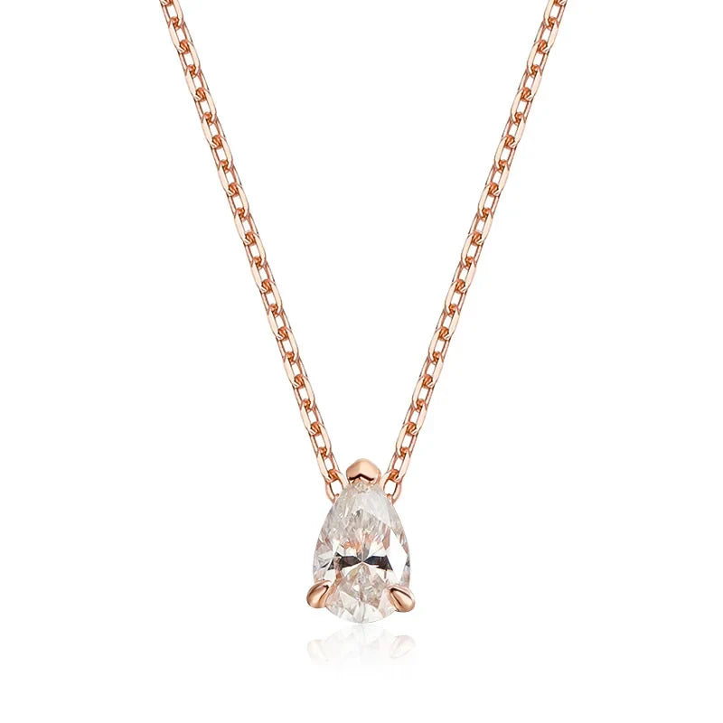 Certified 1CT 2CT Pear Cut D VVS1 Moissanite Necklace for Women 18k Gold Plated Jewelry 100%  Sterling Silver 925 Pendant