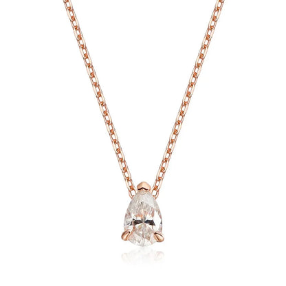 Certified 1CT 2CT Pear Cut D VVS1 Moissanite Necklace for Women 18k Gold Plated Jewelry 100%  Sterling Silver 925 Pendant