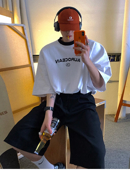 Spring Summer Loose Casual Soft Black Pleated Shorts for Men Mens with High Waist Short Straight Pants Clothes 2024