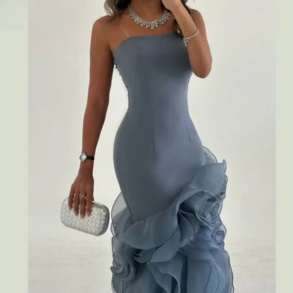 Elegant  Asymmetrical Prom Gown Tiered Layers Party Dress for Women Mermaid Evening Dresses Formal Occasion Dresses Customized