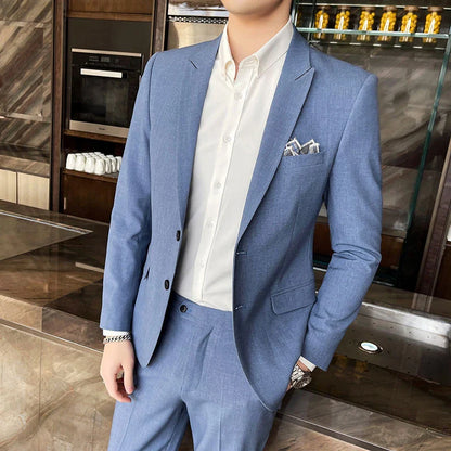 2025 Slim Fit Three-Piece Business Suit Set High-End Korean Style Wedding Groom Party Dress Suit Vest Trousers M-4XL