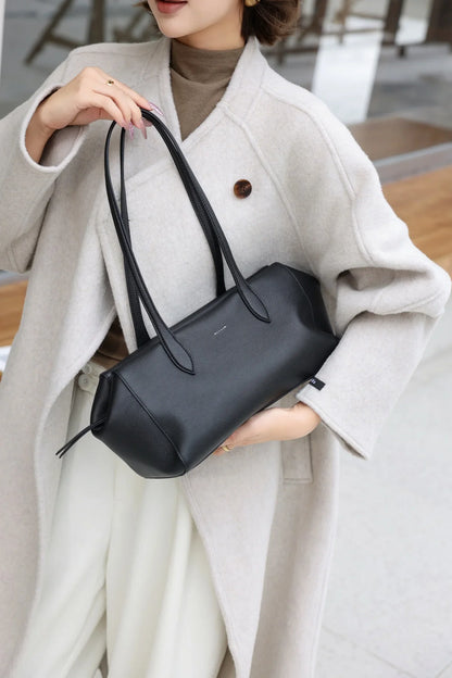 Genuine Grade Leather Women's Shoulder Bag Luxury Designer Brand Ladies Soft Cowhide Large Tote for Woman Ladies Bowling Bag New