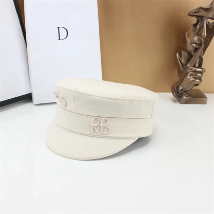 Brand Designer New Winter Embroidery Letter Baker Boy Straw Caps Purple Newsboy Caps Thick Warm Flat Cap Chapeau Homme