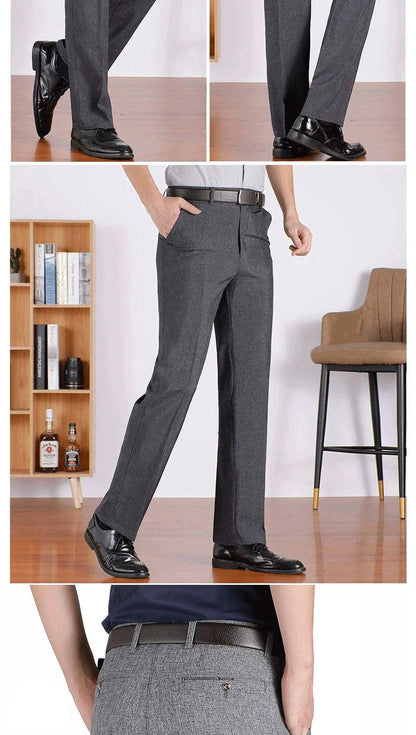 Autumn Thick  Summer Thin Casual Pants Men Straight Formal Long Trouser Adult Solid Color Flat Design Suit Pant Business RIYBEOE