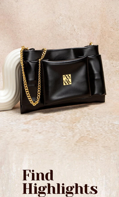 Women's Shoulder Bag New Simple Black Detachable Dual purpose Chain Bag Business Wallet
