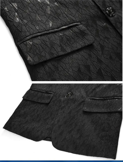 Classic Black Jacquard Suit Male Business Casual Coat Fashion Men Wedding Party Tuxedo Dress Blazers Slim Fit Tops