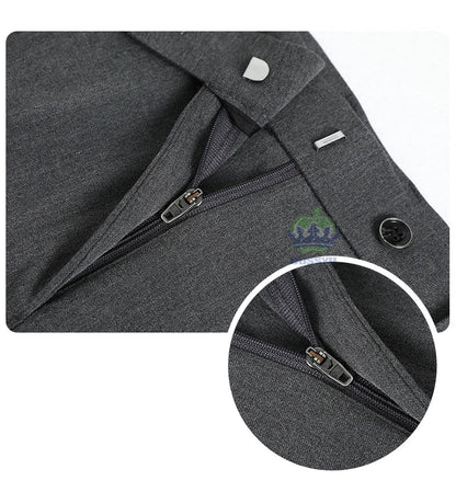 Brand High Quality Business Suit Ankle Length Pants Men Grey Khaki Waist Design Work Office Formal Long Trousers Male