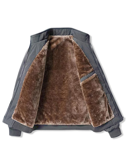 New Autumn and Winter Velvet Jacket Men's Stand-Up Collar Cotton Padded Thickened Warm Casual Jacket