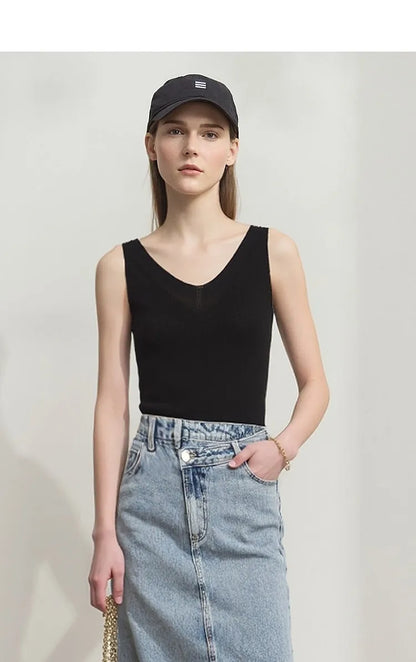 Women's Tank Top 2026 Summer New Solid Color Slim Fit Sleeveless Vest Casual Layering V-Neck Camisole For Women 12642062