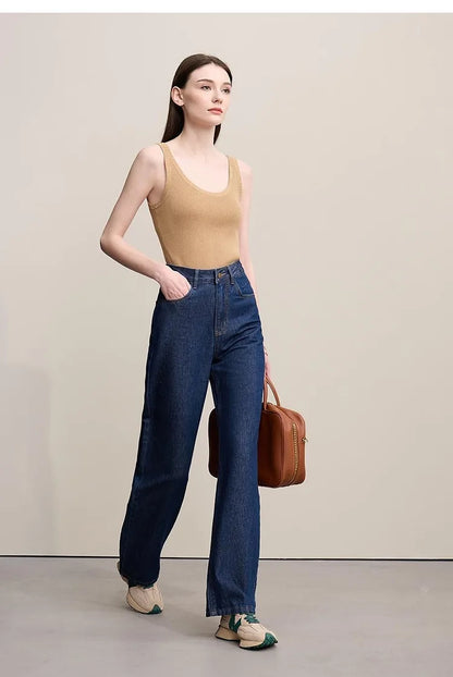 Women's Jeans 2026 Spring New Casual Letter Embossed Cotton Denim Trousers Women's Retro Versatile Straight Pants 12641115