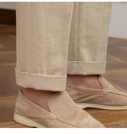 Three Gentleman Summer Naples Casual Straight Pants Men's Commuting Cotton and Linen Comfortable Breathable High Waist Pants