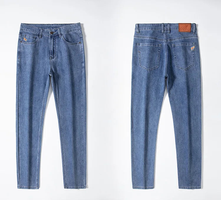 2023 y2k streetwear Spring Summer  Youthful Vitality Men's Fit Straight Thin Denim Jeans Lightweight Cotton Stretch Trousers