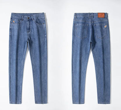 2023 y2k streetwear Spring Summer  Youthful Vitality Men's Fit Straight Thin Denim Jeans Lightweight Cotton Stretch Trousers