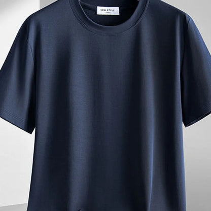 Plus Size 4XL 5XL Liquid Ammonia Mercerized Cotton T-shirt For Men Summer Cool Feeling Round Neck Top Clothes Short Sleeve Tees