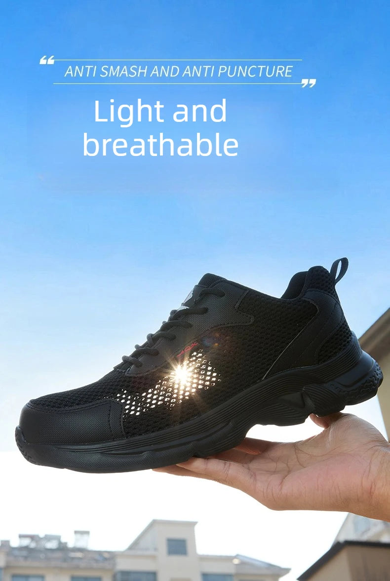 anti puncture men safety shoes summer breathable mesh work shoes industrial plastic toe sneakers construction insulated shoes