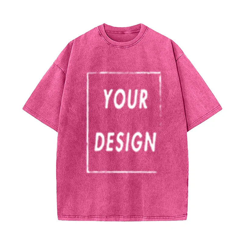 Men's and Women's Cotton Washed T-Shirt Custom Printed T-Shirt 230G Top DIY Your Favorite Pattern or Logo Fashionable Custom Top