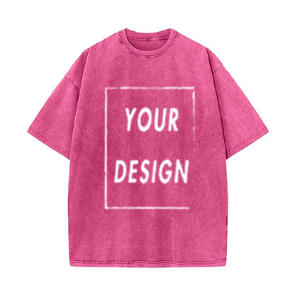 Men's and Women's Cotton Washed T-Shirt Custom Printed T-Shirt 230G Top DIY Your Favorite Pattern or Logo Fashionable Custom Top