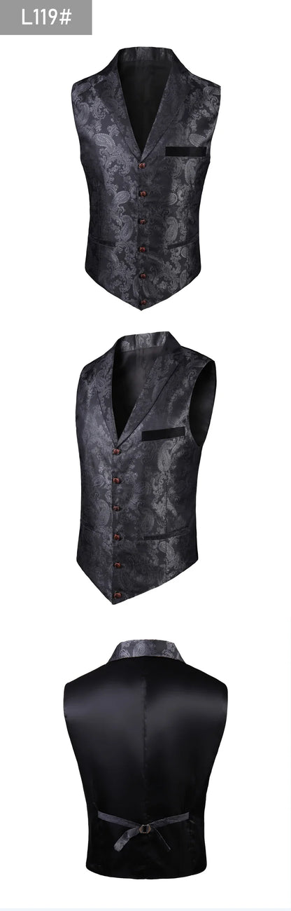 2025 New High-end Suit Collar Jacquard White Vest for Men, Black Sleeveless Waistcoat,navy Blue Billiards Uniform,magician Vests