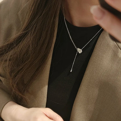 Certified 1/2/3Carat Waterdrop Moissanite Pendant Necklace For Woman S925 Silver Y-Style Pear Cut Solitaire Diamond Neckchain