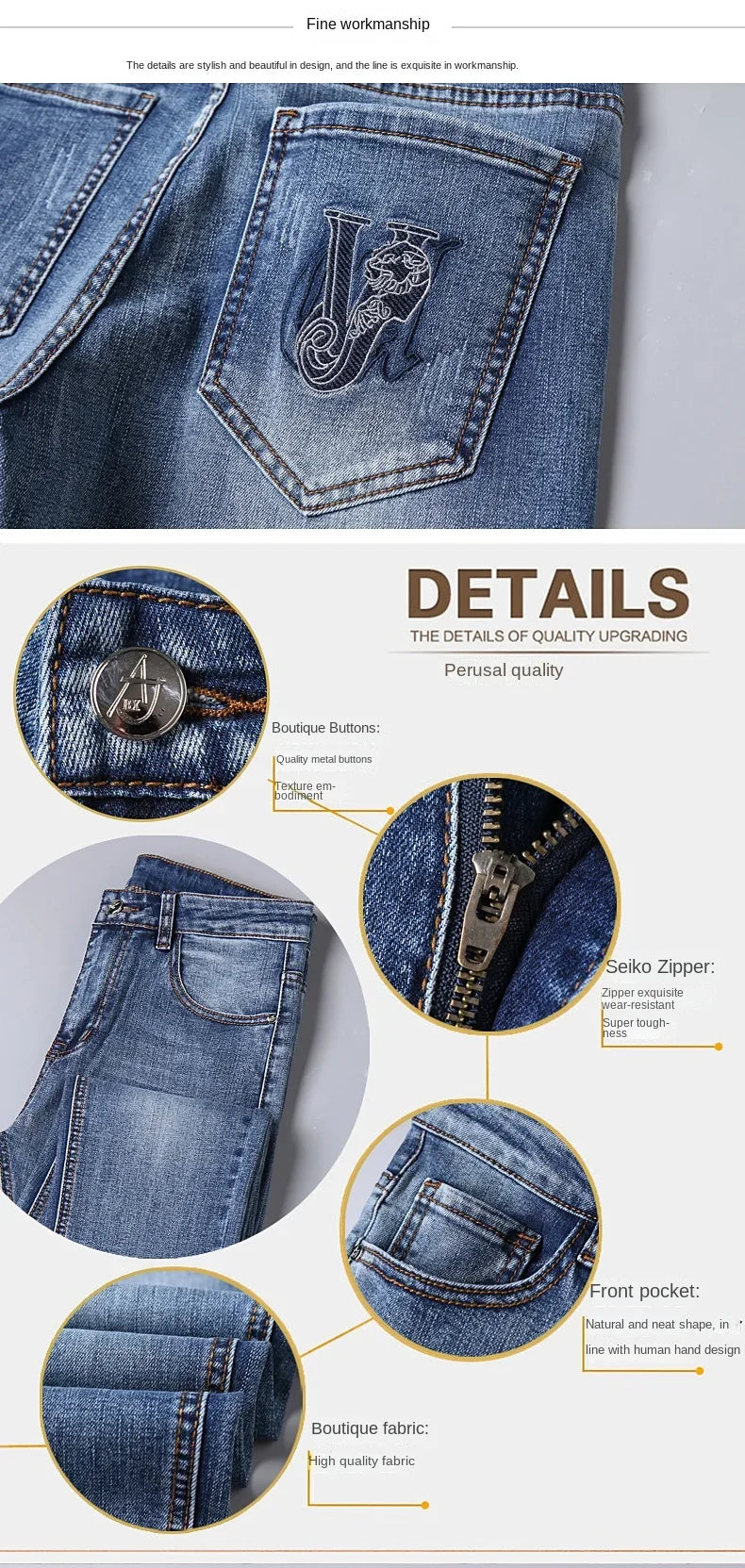 European Luxury Brand High-end Trendy Jeans Men's Slim Fit Fashion Versatile Casual Long Pants  Men Denim Y2k Clothes Men
