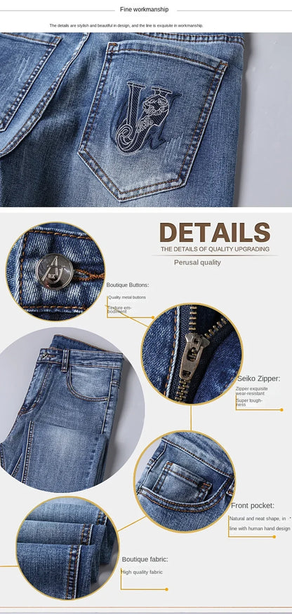 European Luxury Brand High-end Trendy Jeans Men's Slim Fit Fashion Versatile Casual Long Pants  Men Denim Y2k Clothes Men