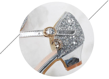 Children's Sandals for Party Wedding Elegant Bowknot Kids Girls Versatile Sequins High-heels Fashion Pearl Princess Single Shoes