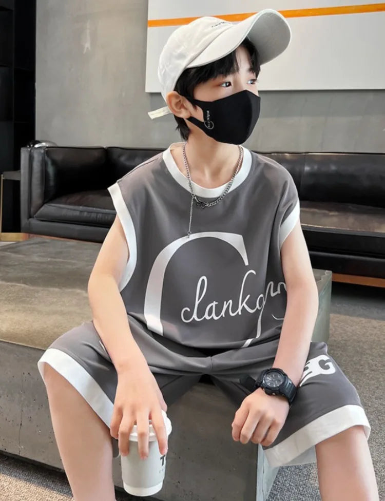 Sports Quick-dry Thin Vest Sets for Boy 2025 Children's Clothing Casual Clothes New Summer Year Old Cotton Set Boy's Outdoor Top