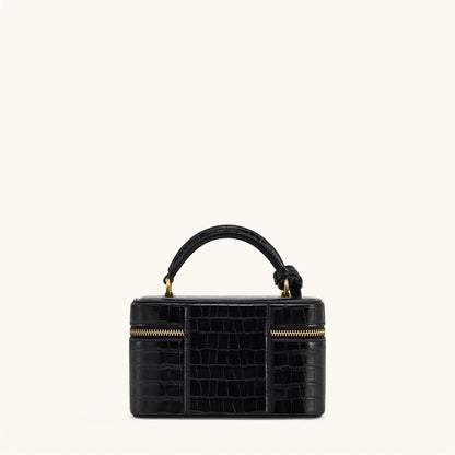 Women Shoulder Bag Crossbody Handbag Croc Embossed Small Square Box Purse French Vintage Messenger Bags Exquisite Ladies