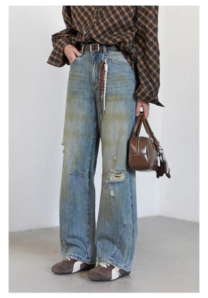 Retro Women's Jeans Loose Casual  New High Waisted Wide Legs Denim Pant Female Trousers Spring Autumn 2025
