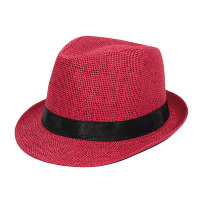 Summer Fedoras for Men Middle old aged Cap Linen Panama Solid  Jazz Hat Cowboy  Men's Women's  British Party Sun Hat