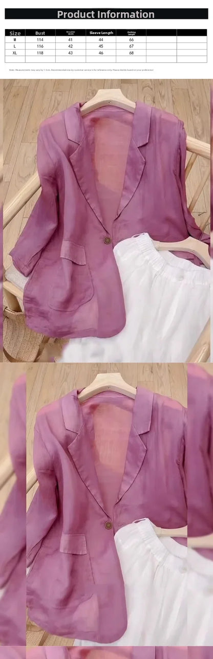 Elegant Casual Women's Suit Jacket 2026 New Shirt Unique High-End Sun Protection Beautiful Top Slimming Pure Color Button up