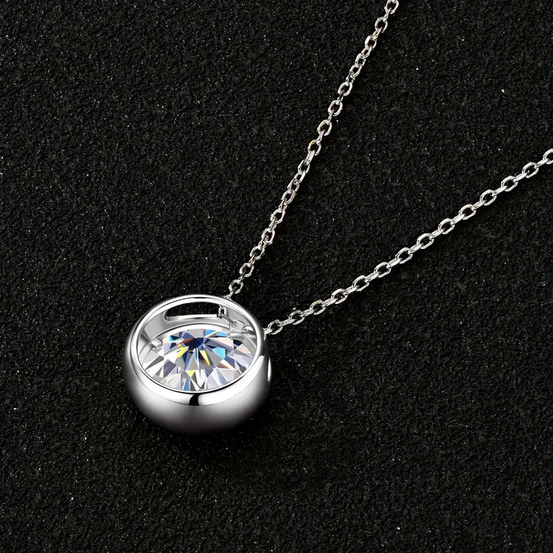 Certified Solitaire Bubble Moissanite Necklace For Women 925 Sterling Silver Chain Necklaces Jewelry Collare Mujer