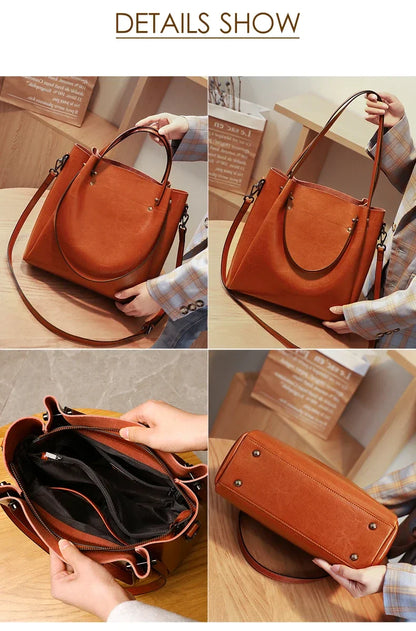 Women's Natural Cow Genuine Leather Handbags Female Natural Cowhide Crossbody Bag Ladies Multiple Large Capacity Shoulder Bags