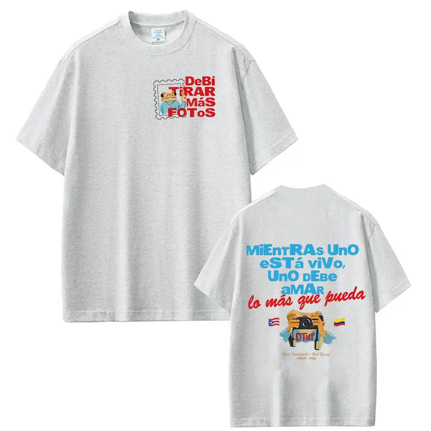 Rapper Bad Bunny T-shirt Debi Tirar Mas Fotos DTMF Tour T Shirts Men's Women Clothing Fashion Hip Hop Vintage T-shirt Streetwear
