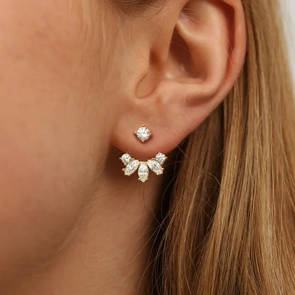 Round/Marquise Cut Moissanite Diamond Stud Earrings with Certificates S925 Silver Detachable Earcuff Drop Earring for Women
