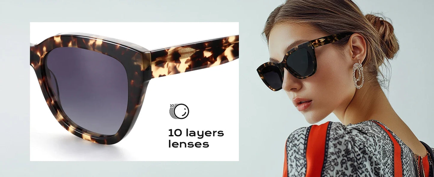 Butterfly Polarized Sunglasses Fashion Thick Frame for Women Acetate Sun Glasses Driving UV400 Protection