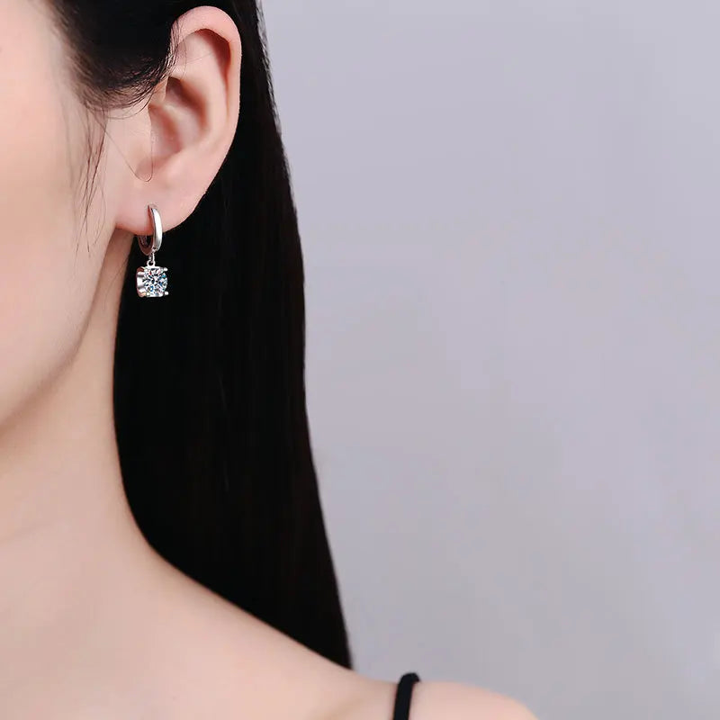1-2CTTW 100% Real Moissanite Drop Earring for Women Classic Lab Created Diamond Ear Jewelry Sterling Silver 925 Wholesale