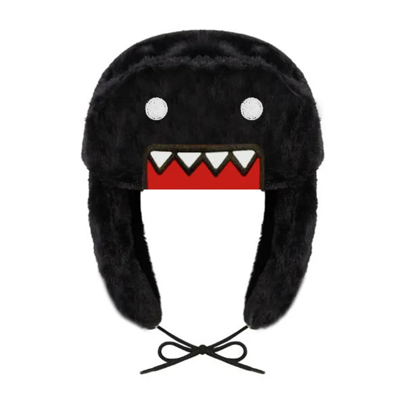 Autumn/Winter Outdoor New Cartoon Embroidered Windproof Ear Flaps Double Lining Cotton Warm Coral Fleece Lei Feng Hat