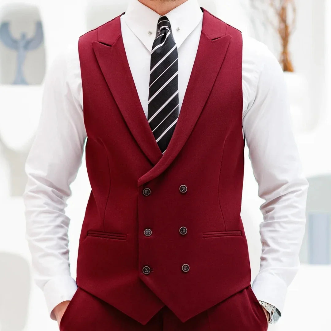 Men Vest White Double Button With Lapel Waistcoat For Wedding Birthday Banquet Party Business Work Casual Daily Men Suit Vest