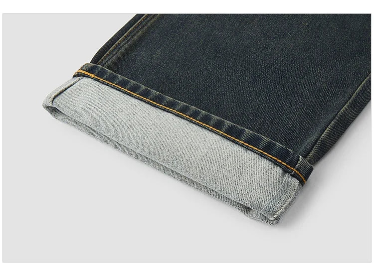 Jeans Men Vintage Washed Whiskered Loose Fit Straight Leg Classic Casual Pants 2025 Autumn Winter