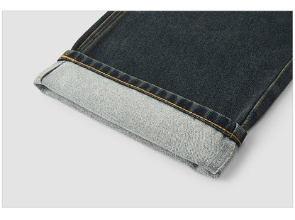 Jeans Men Vintage Washed Whiskered Loose Fit Straight Leg Classic Casual Pants 2025 Autumn Winter