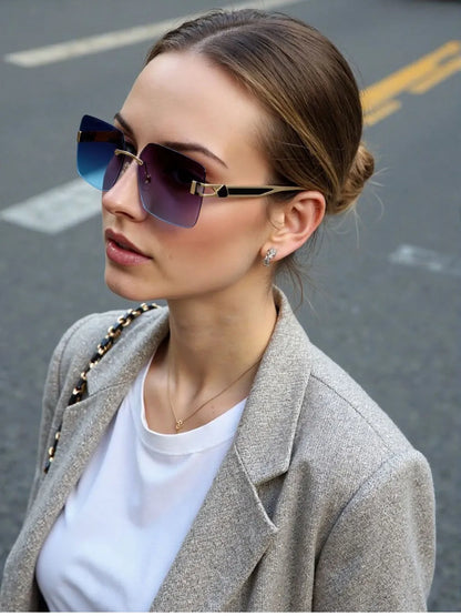 2025 Rimless Sunglasses Women Trendy Vintage Square Fashion Glasses Sunscreen Lentes De Sol Mujer Lunette Soleil Femme Zonnebril
