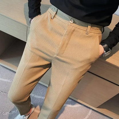 Spring Summer Men's Smart Casual Suit Pants Fashion Slim Fit Solid Color Youthful Vitality Suit Trousers Men Korean Dress Pants