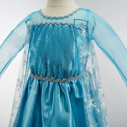 Children Anna Elsa Dress Girls Princess Cosplay Costume Kids Snow Queen Sequined Elegant Dress Girl Christmas Carnival Clothes