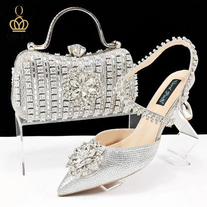 Festive Elegance: Dazzling Heels and Chic Clutch Perfect Combination Of Shoes And Bags for Party Occasions